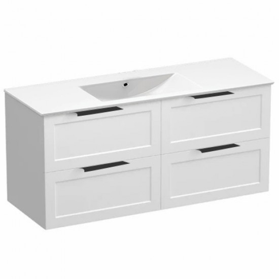 HAMPTON 1200X460X580MM PLYWOOD WALL HUNG VANITY - MATTE  WHITE WITH CERAMIC TOP